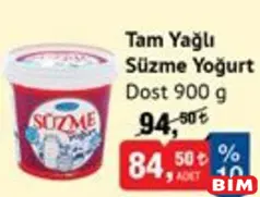 DOST TAM YAĞLI SÜZME YOĞURT 900 G DOST TAM YAĞLI SÜZME YOĞURT 900 G